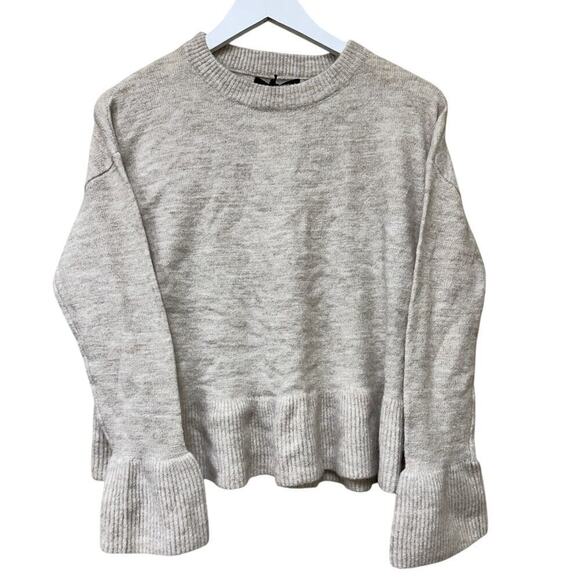 NWT Size Small Beige Tan Long Bell Sleeves Pullover Sweater Casual - Picture 1 of 8